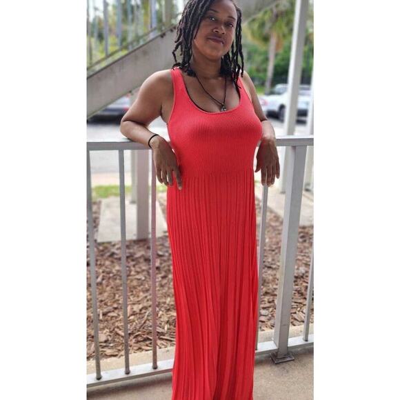 MICHAEL KORS Red Ribbed Sleeveless Scoop Neck Tank Dress Size Extra Small - Picture 13 of 13